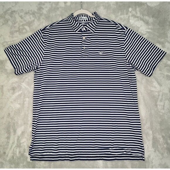 Peter Millar Other - Peter Millar Polo Golf Shirt Mens XL Purple/Black Striped Embroidered Stretch